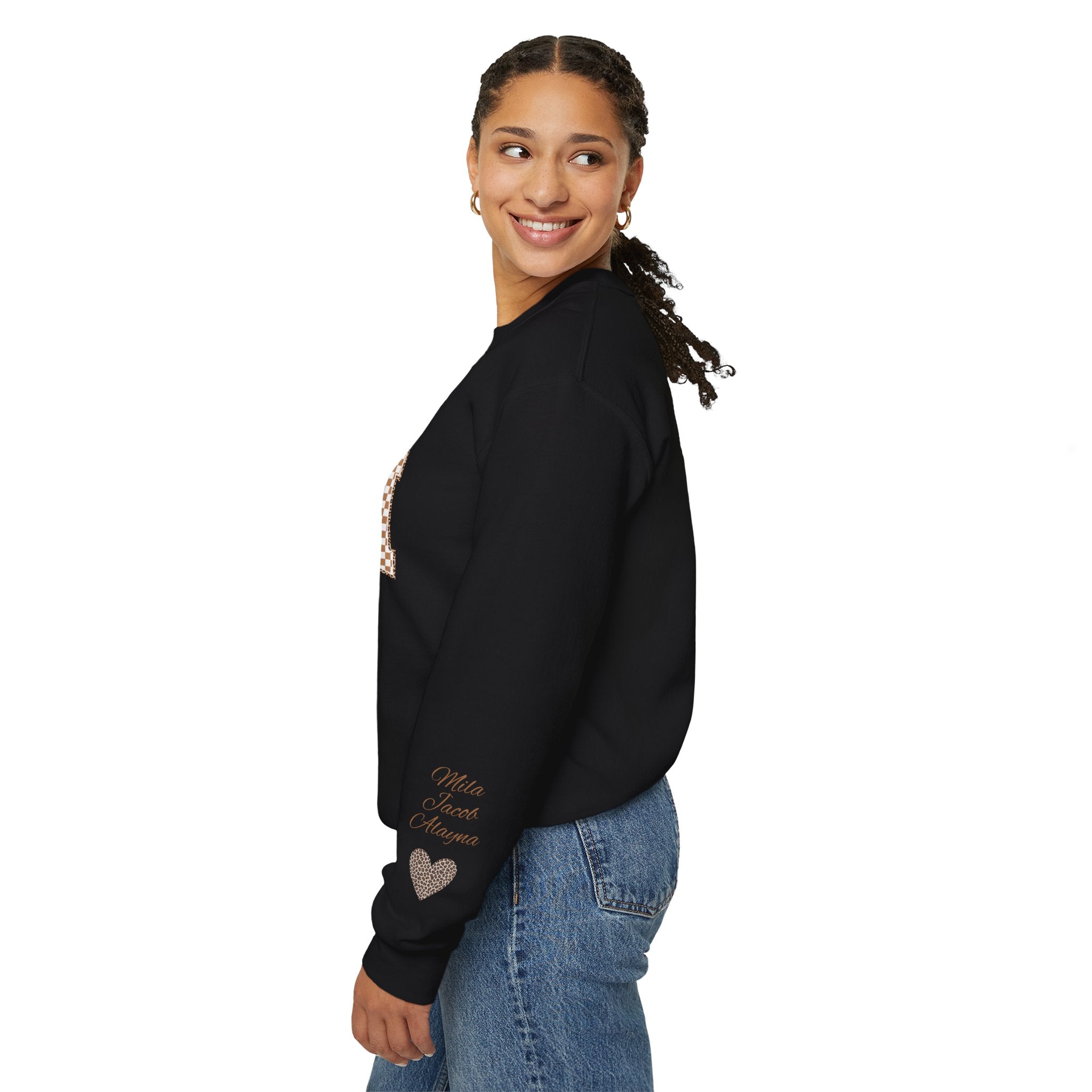 Retro Plaid Mama Crewneck Sweatshirt — Personalize with Children's Names