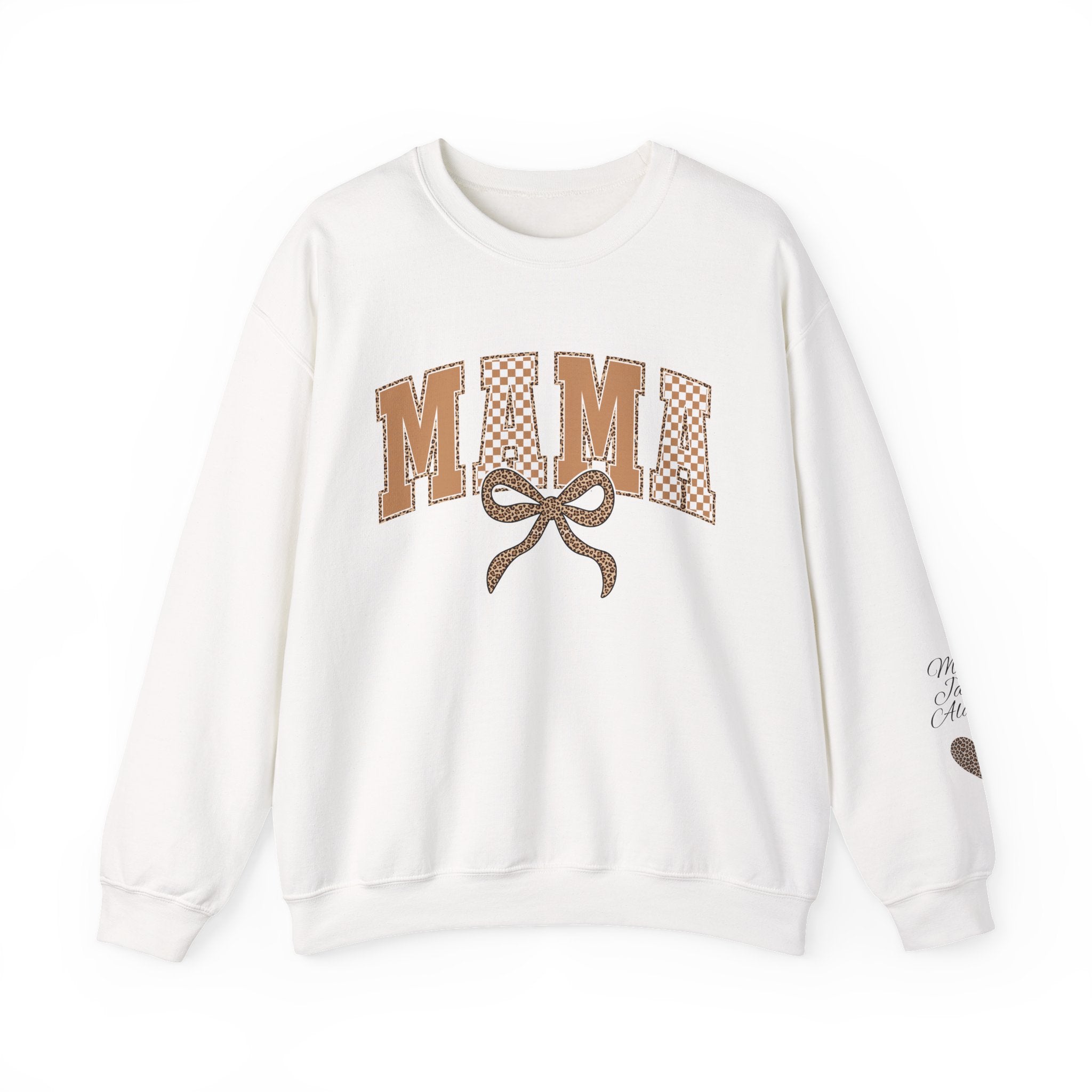 Retro Plaid Mama Crewneck Sweatshirt — Personalize with Children's Names