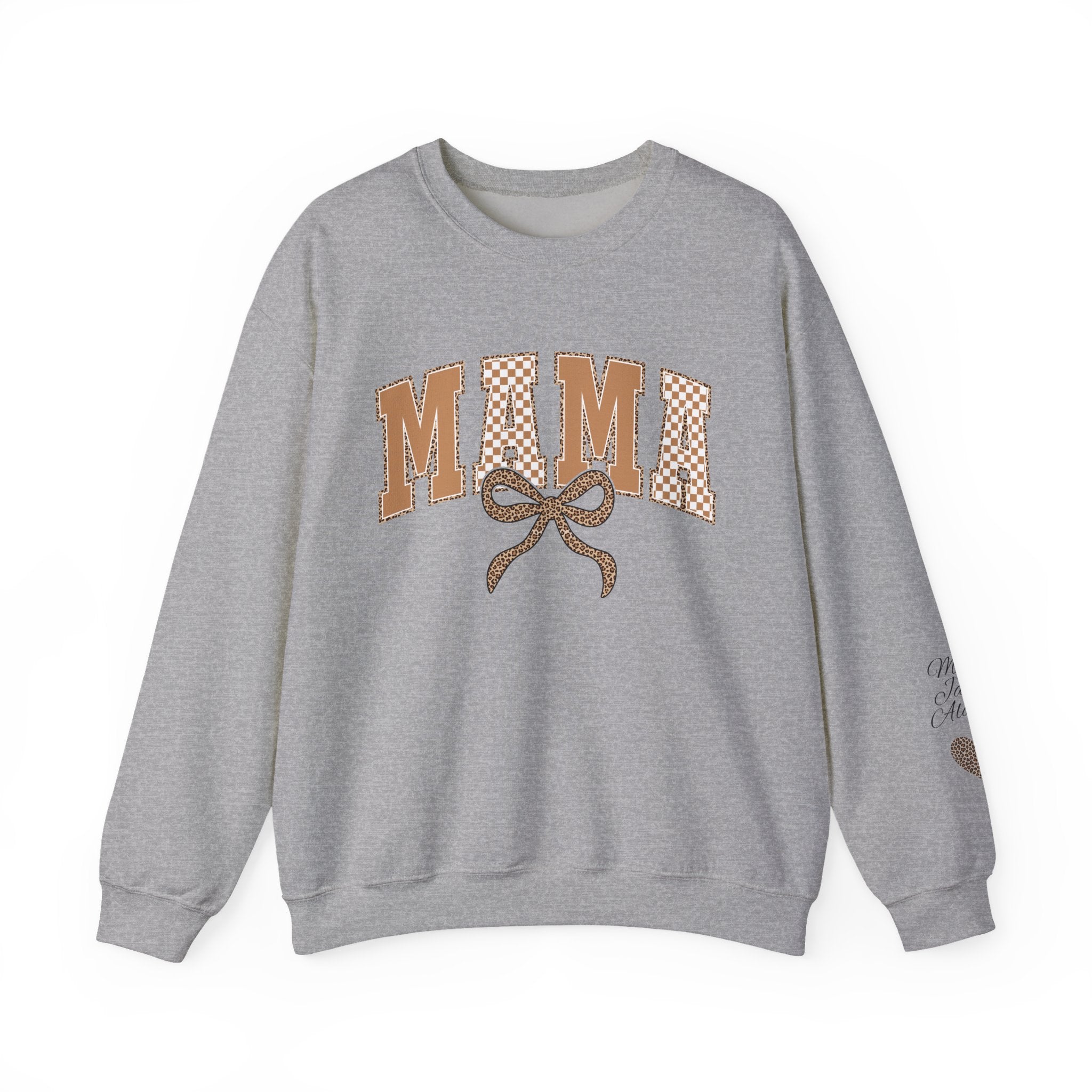 Retro Plaid Mama Crewneck Sweatshirt — Personalize with Children's Names
