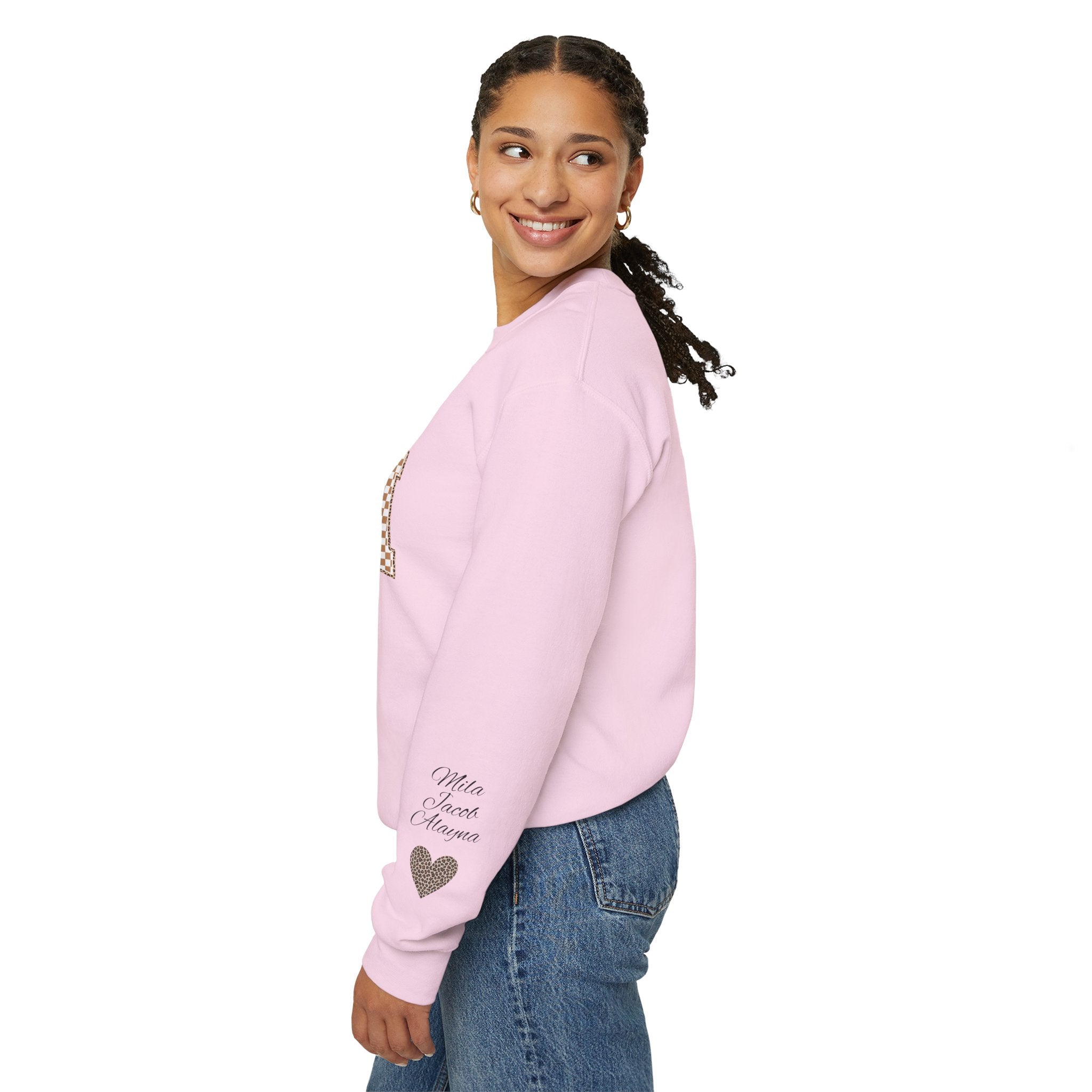 Retro Plaid Mama Crewneck Sweatshirt — Personalize with Children's Names