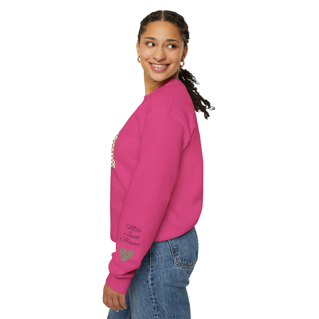Retro Plaid Mama Crewneck Sweatshirt — Personalize with Children's Names