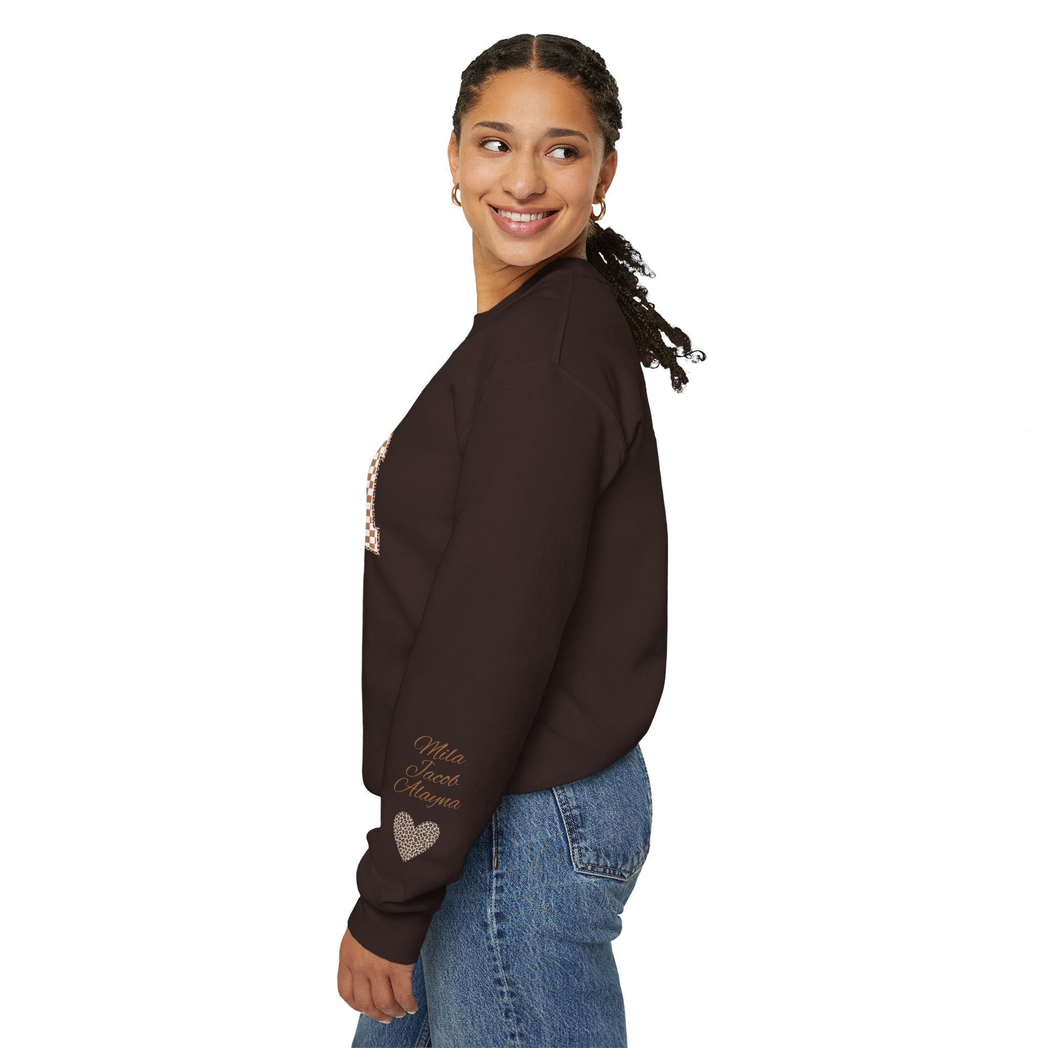 Retro Plaid Mama Crewneck Sweatshirt — Personalize with Children's Names