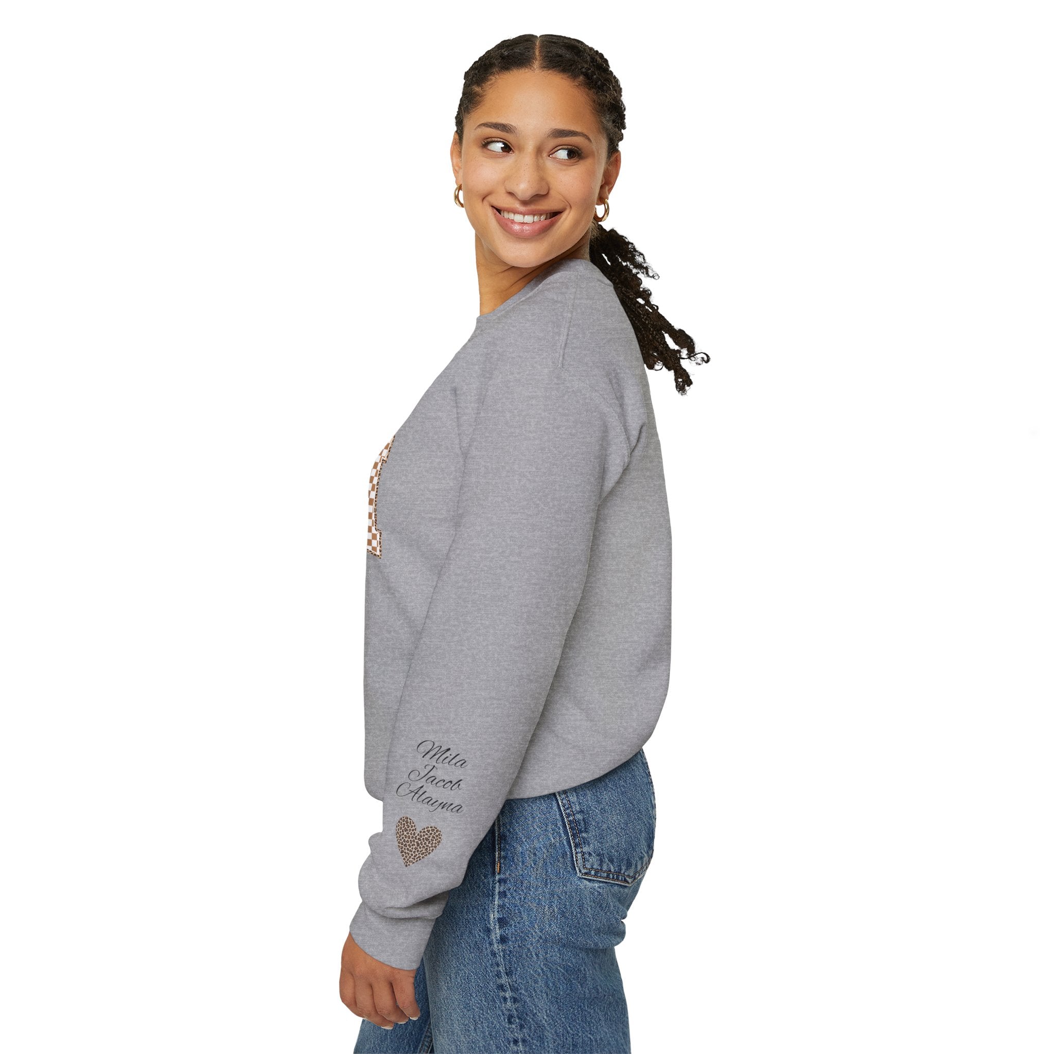 Retro Plaid Mama Crewneck Sweatshirt — Personalize with Children's Names