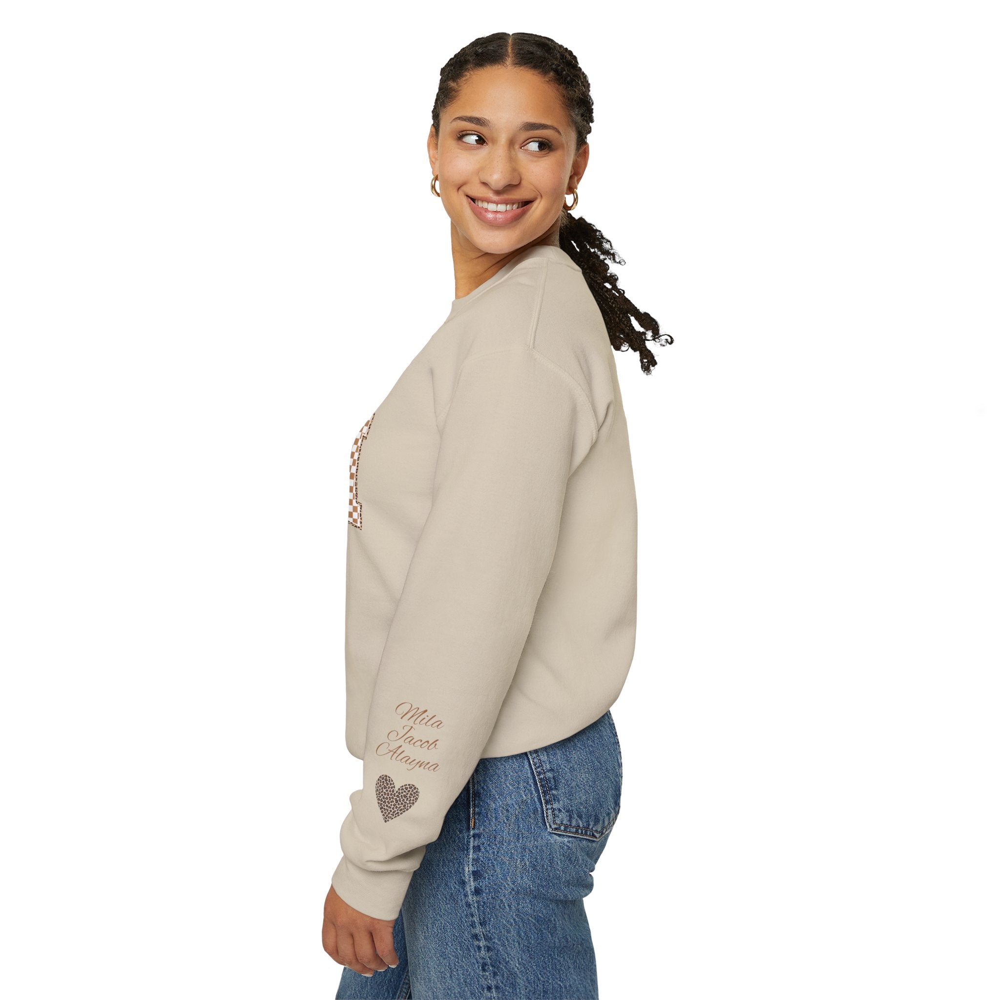 Retro Plaid Mama Crewneck Sweatshirt — Personalize with Children's Names