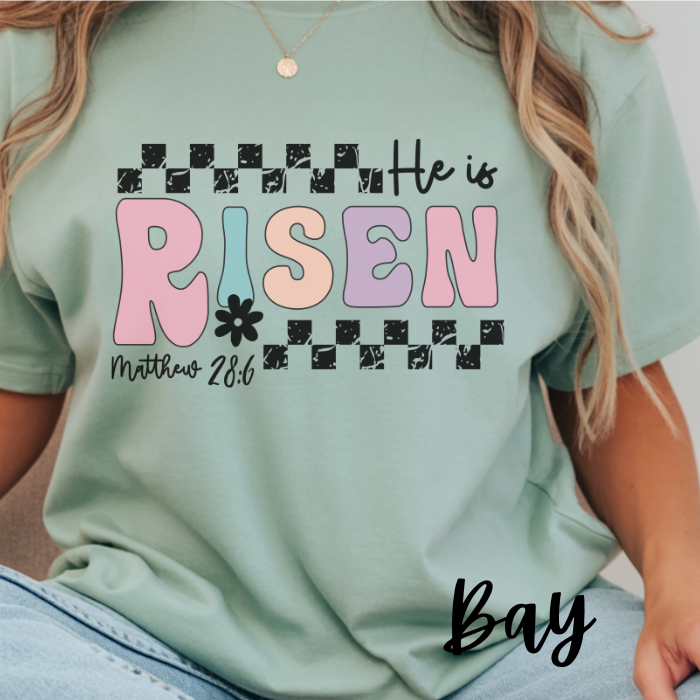 He Is Risen T-Shirt — Easter Christian Graphic Tee (Matthew 28:6)