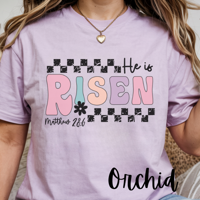 He Is Risen T-Shirt — Easter Christian Graphic Tee (Matthew 28:6)