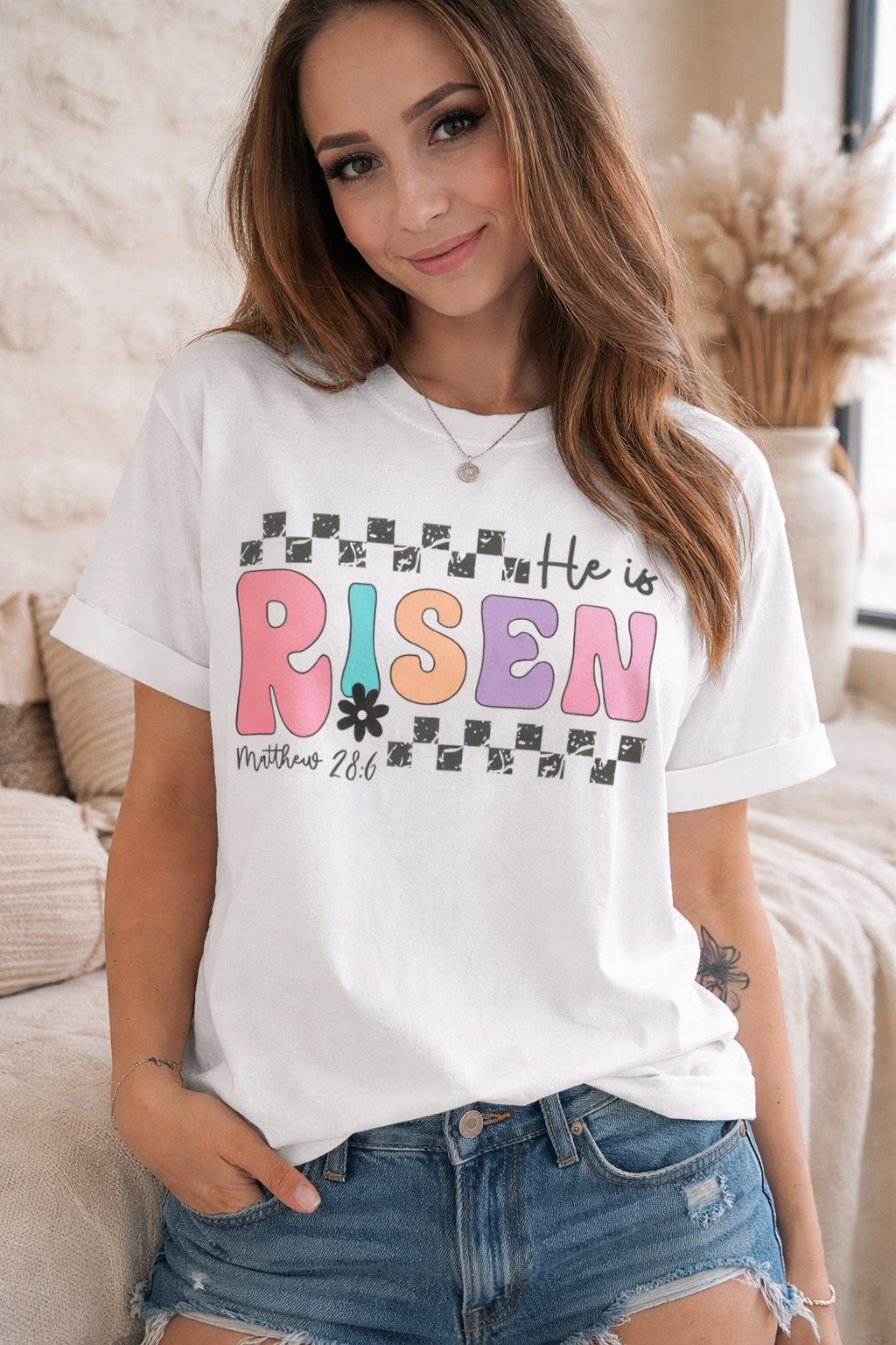He Is Risen T-Shirt — Easter Christian Graphic Tee (Matthew 28:6)