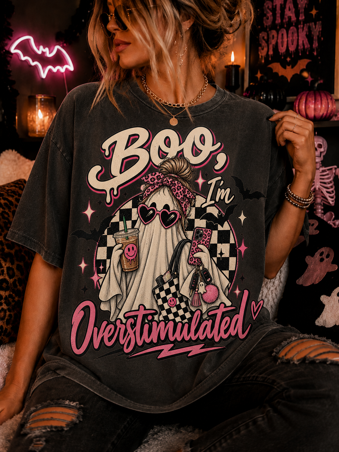 Boo, I'm Overstimulated - Cute Halloween Tee