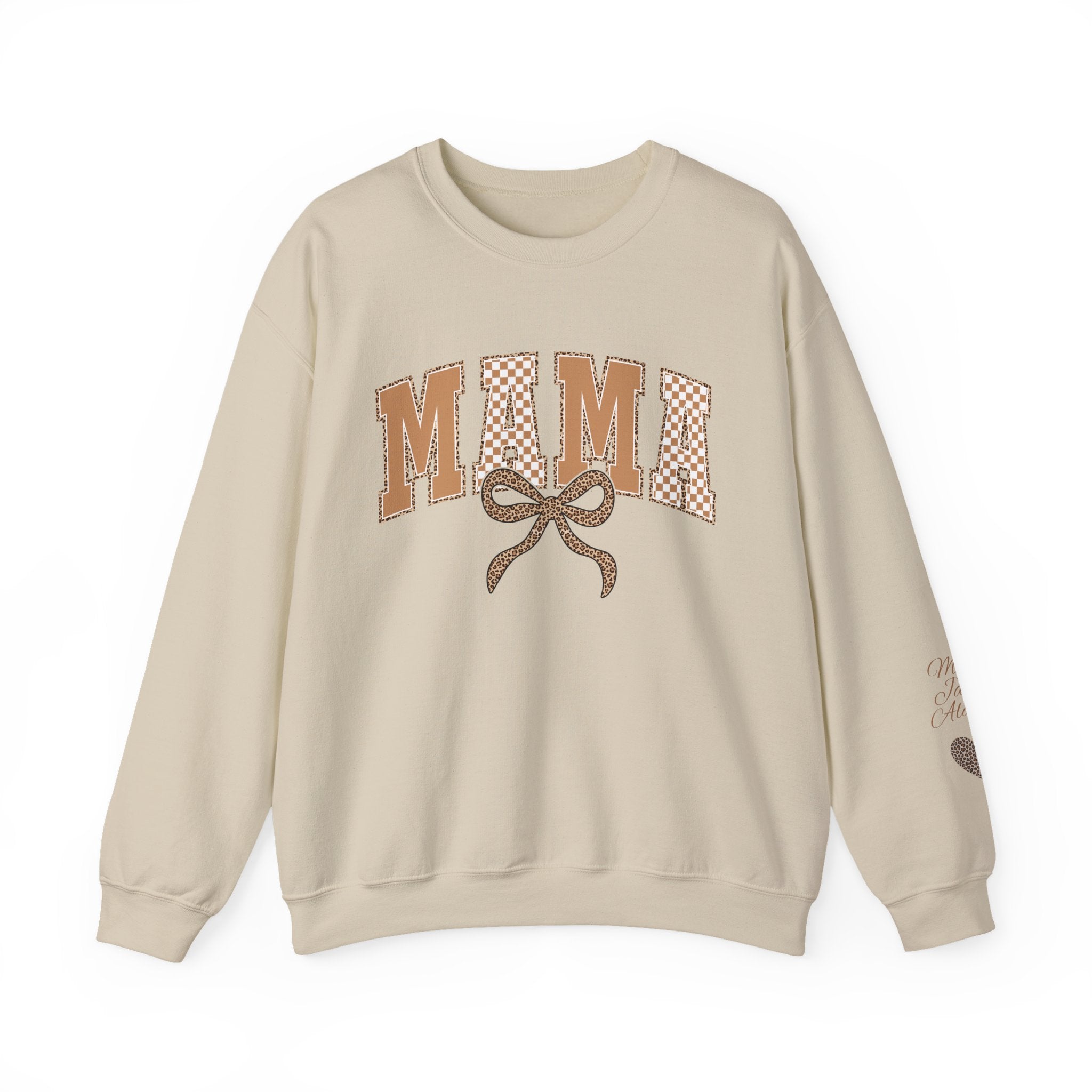 Retro Plaid Mama Crewneck Sweatshirt — Personalize with Children's Names