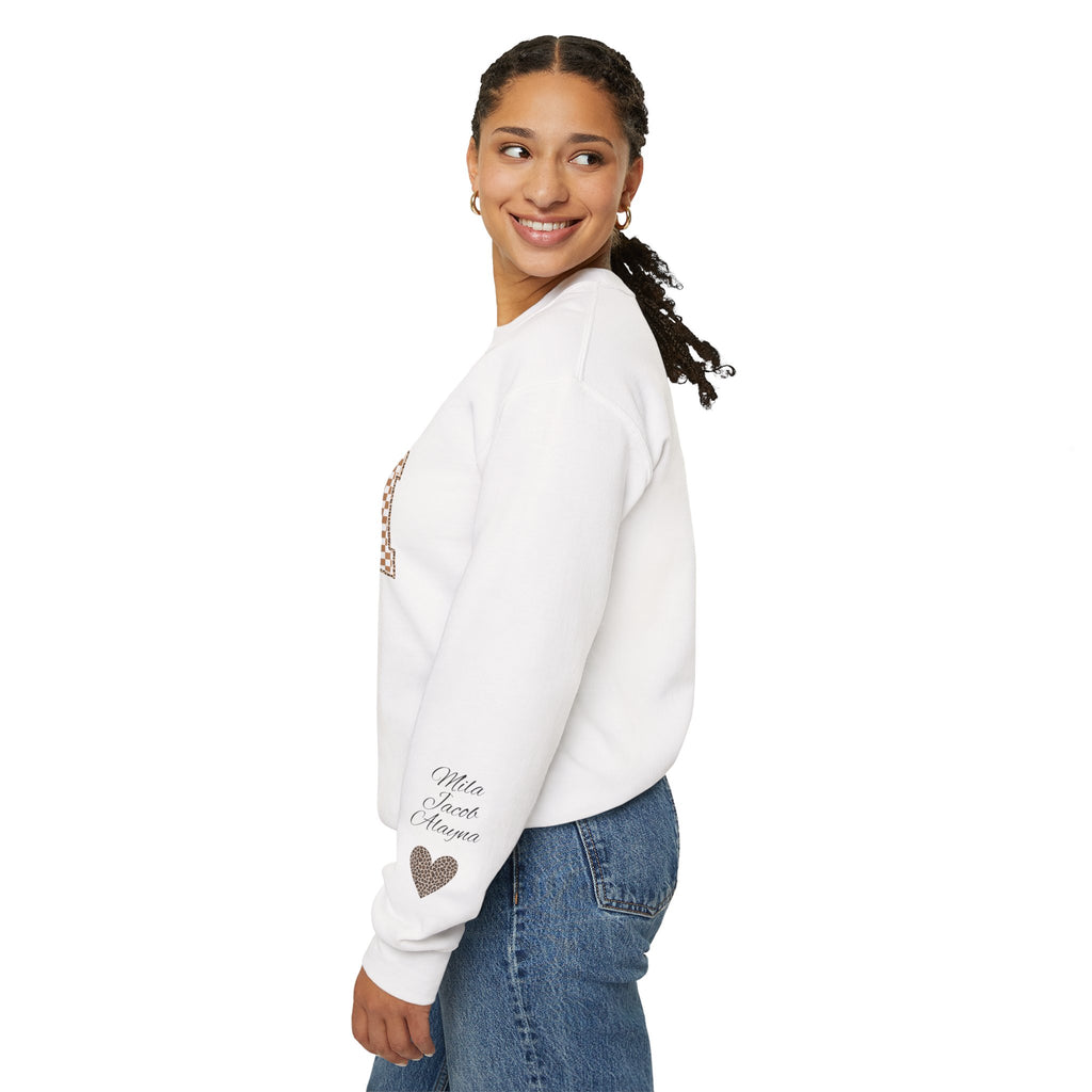 Retro Plaid Mama Crewneck Sweatshirt — Personalize with Children's Names